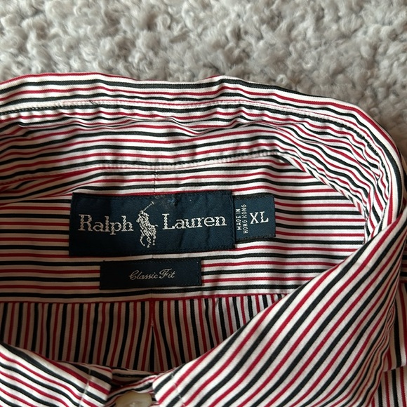 Ralph Lauren Men’s Red Blue Striped Button Down Shirt Size XL - Picture 4 of 6